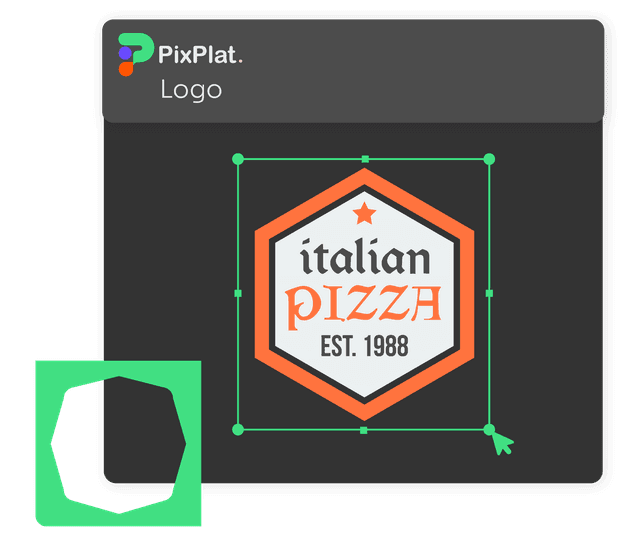 PixPlat Editor Interface showing logo editing capabilities